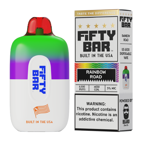 Rainbow Road Disposable Vape (6500 Puffs) by Fifty Bar