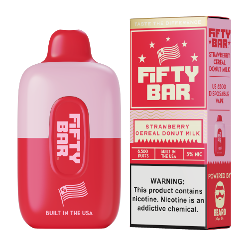 Strawberry Cereal Donut Milk Disposable Vape (6500 Puffs) by Fifty Bar