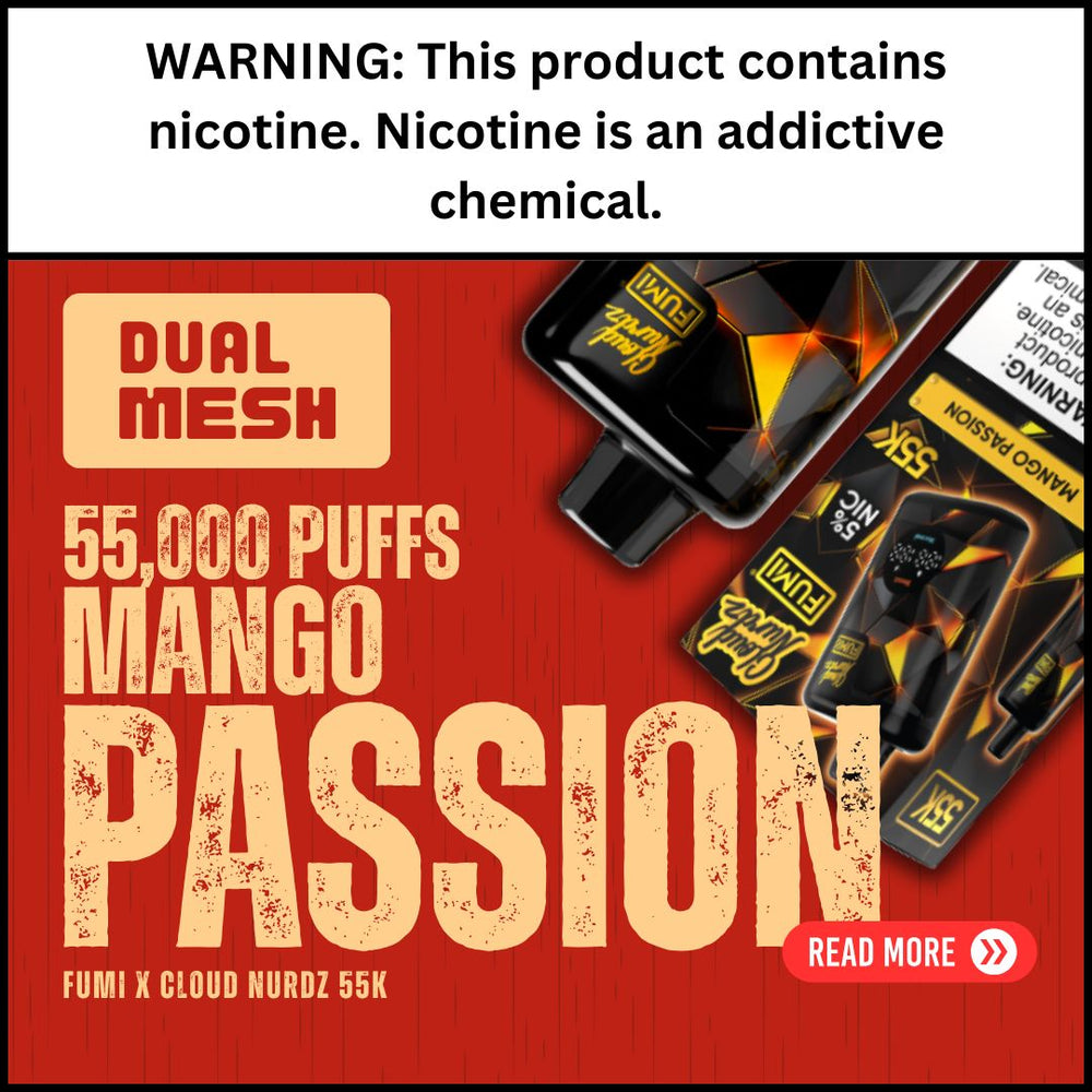FUMI x Cloud Nurdz 55K Mango Passion a Dual Mesh Disposable with 55,000 Puffs