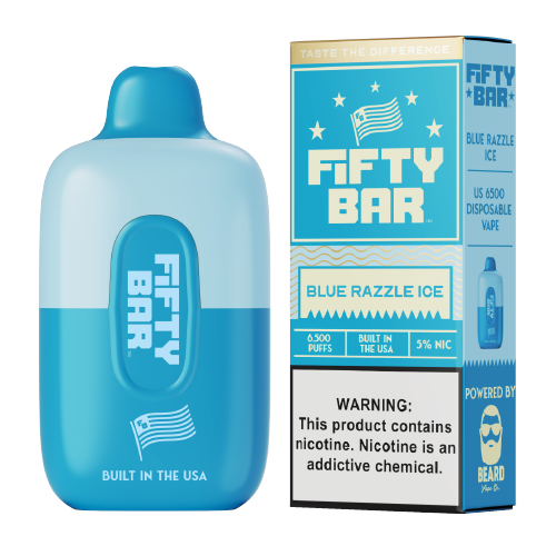 Blue Razzle Ice Disposable Vape (6500 Puffs) by Fifty Bar